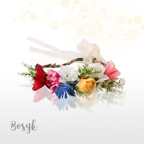 Rainbow Daisy Headband- Cardinal red- Marigold Yellow- Headband For Girls - Picture 1 of 1